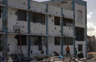 una scuola di gaza distrutta da israele
